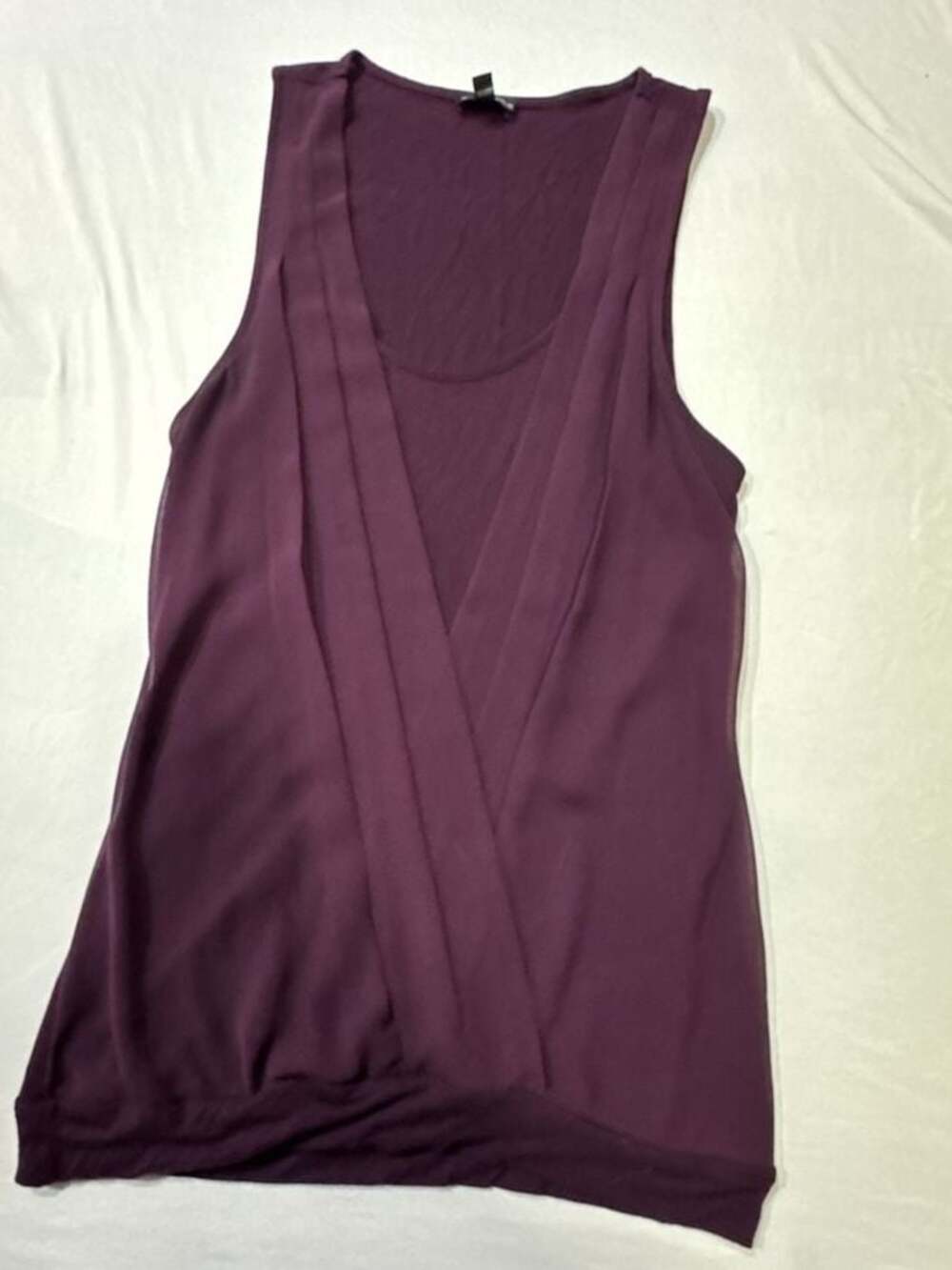 N466 Express Sleeveless Draped V-Neck Tank Top Purple Size S